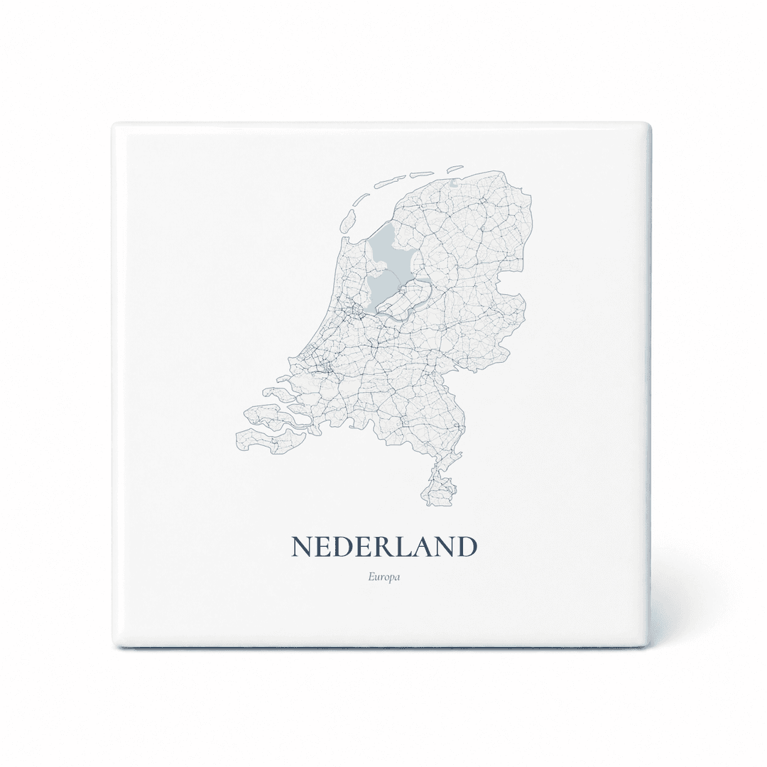 Kaarttegeltje Nederland – kaartportret – Delfts blauw