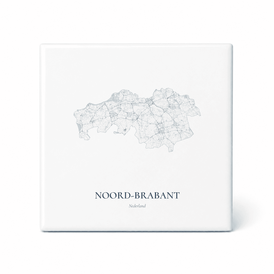 Kaarttegeltje Noord-Brabant – kaartportret – Delfts blauw