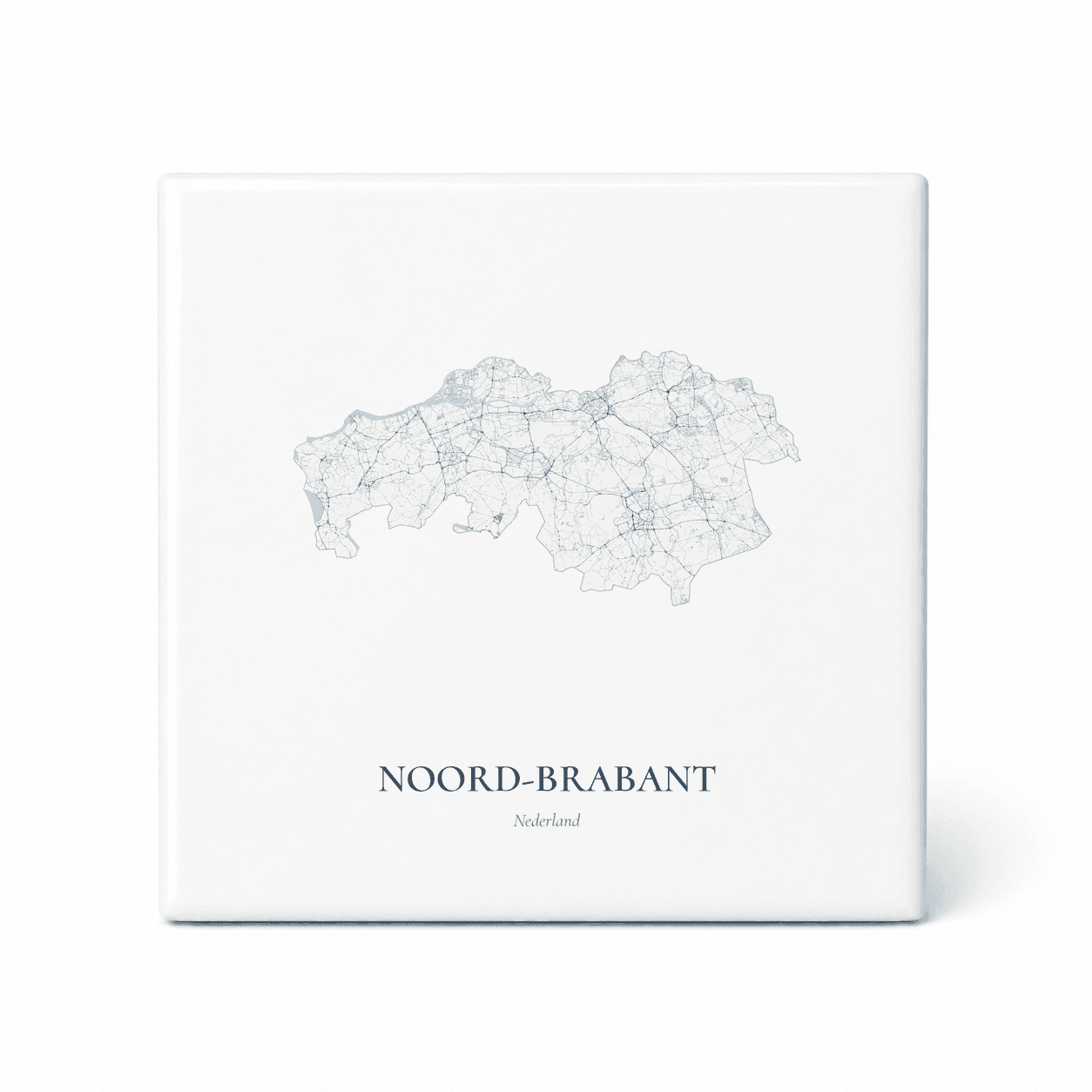 Kaarttegeltje Noord-Brabant – kaartportret – Delfts blauw