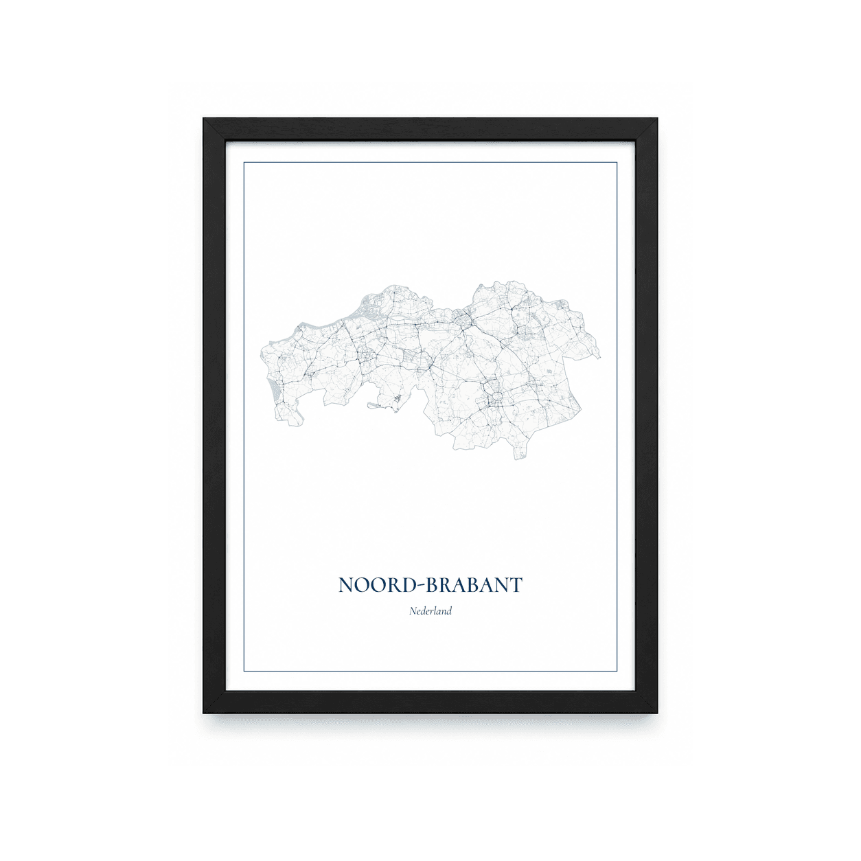 Kaartposter Noord-Brabant – kaartportret – Delfts blauw