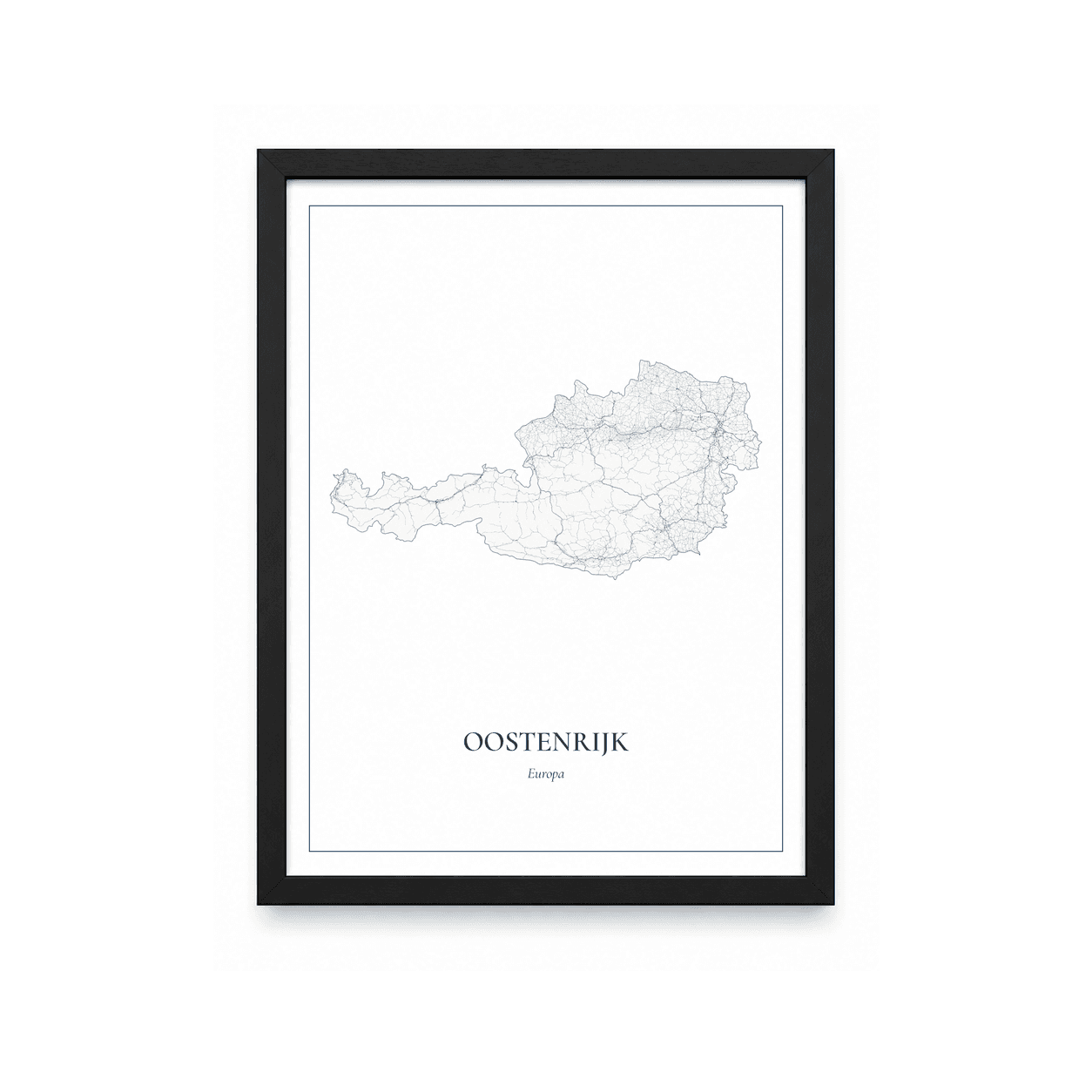 Kaartposter Oostenrijk – kaartportret – Delfts blauw