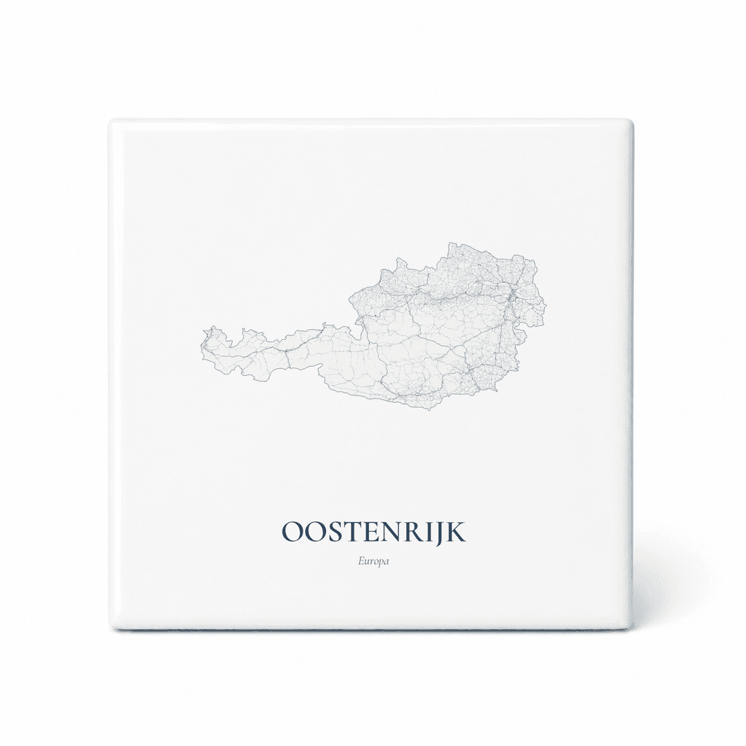 Kaarttegeltje Oostenrijk – kaartportret – Delfts blauw
