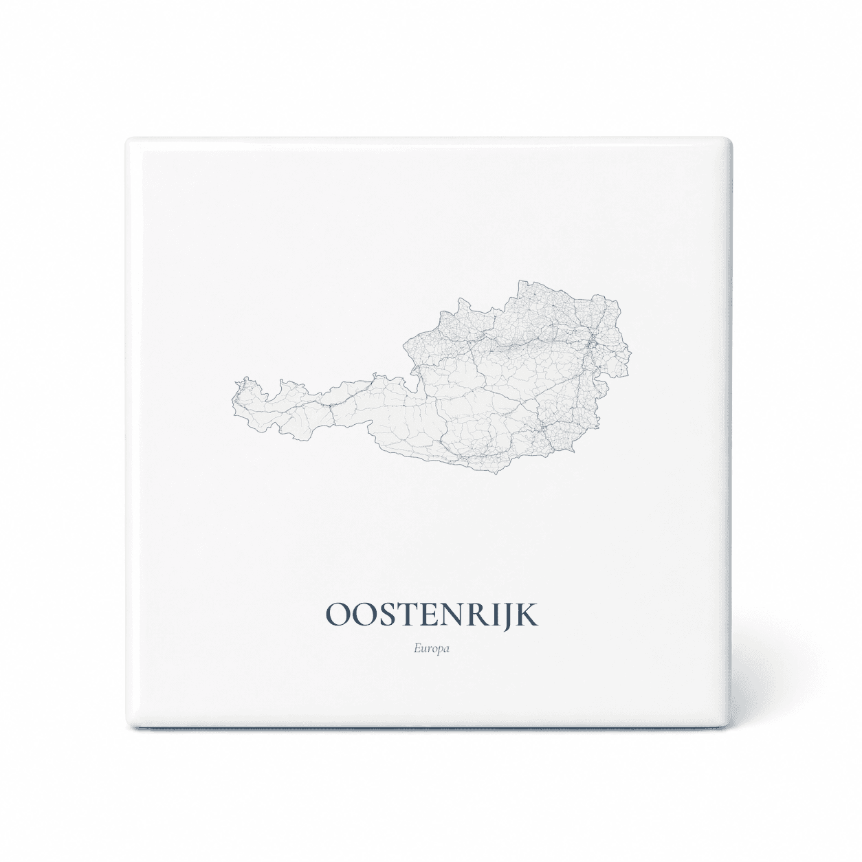 Kaarttegeltje Oostenrijk – kaartportret – Delfts blauw