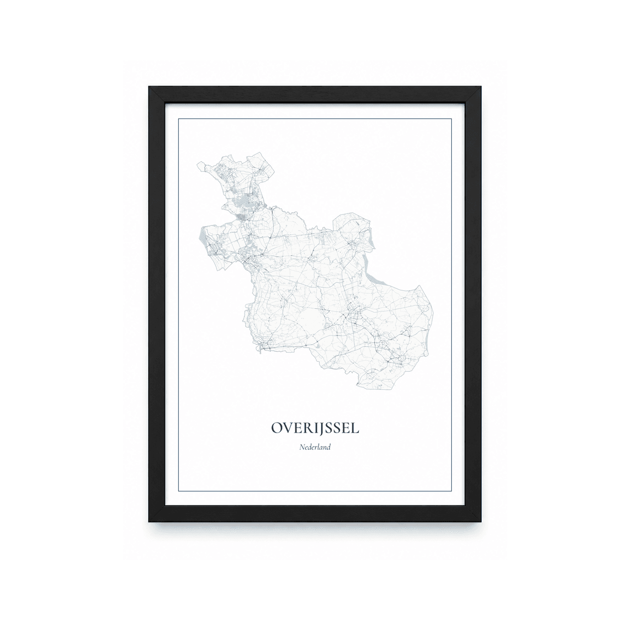 Kaartposter Overijssel – kaartportret – Delfts blauw