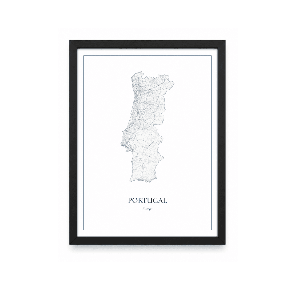 Kaartposter Portugal – kaartportret – Delfts blauw
