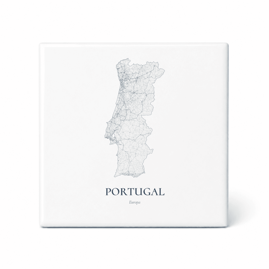 Kaarttegeltje Portugal – kaartportret – Delfts blauw