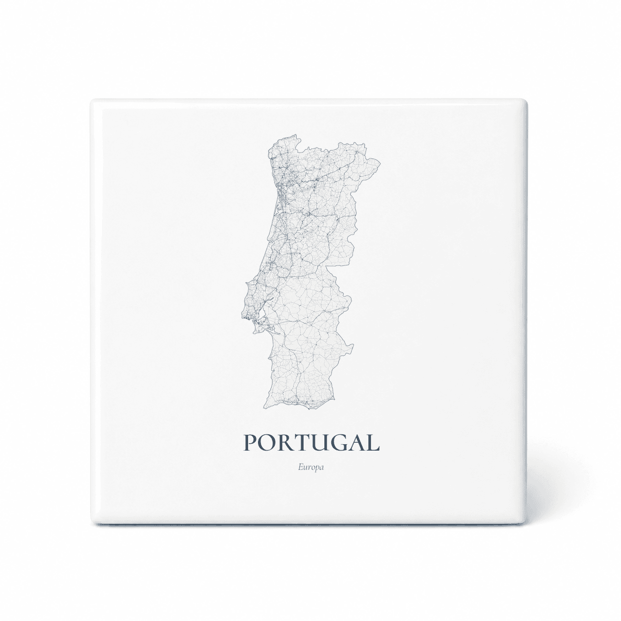 Kaarttegeltje Portugal – kaartportret – Delfts blauw