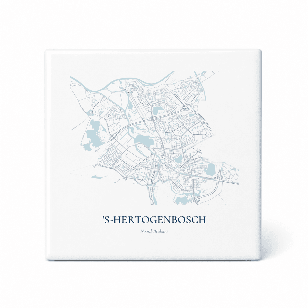 Kaarttegeltje ‘s-Hertogenbosch – kaartportret – Delfts blauw