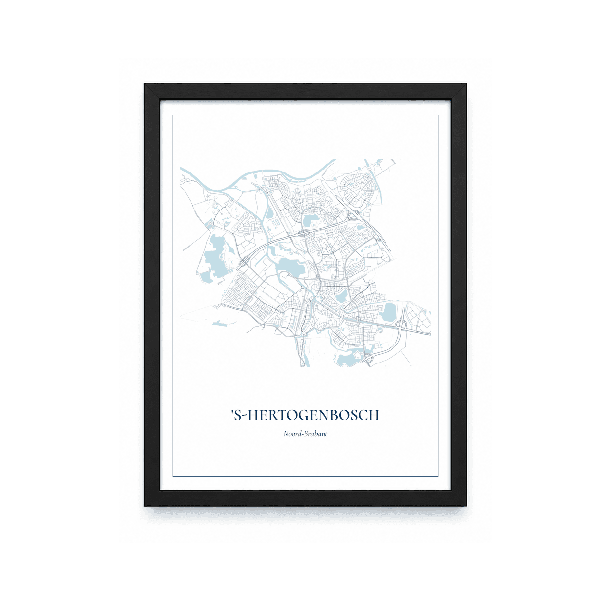 Kaartposter ‘s-Hertogenbosch – kaartportret – Delfts blauw