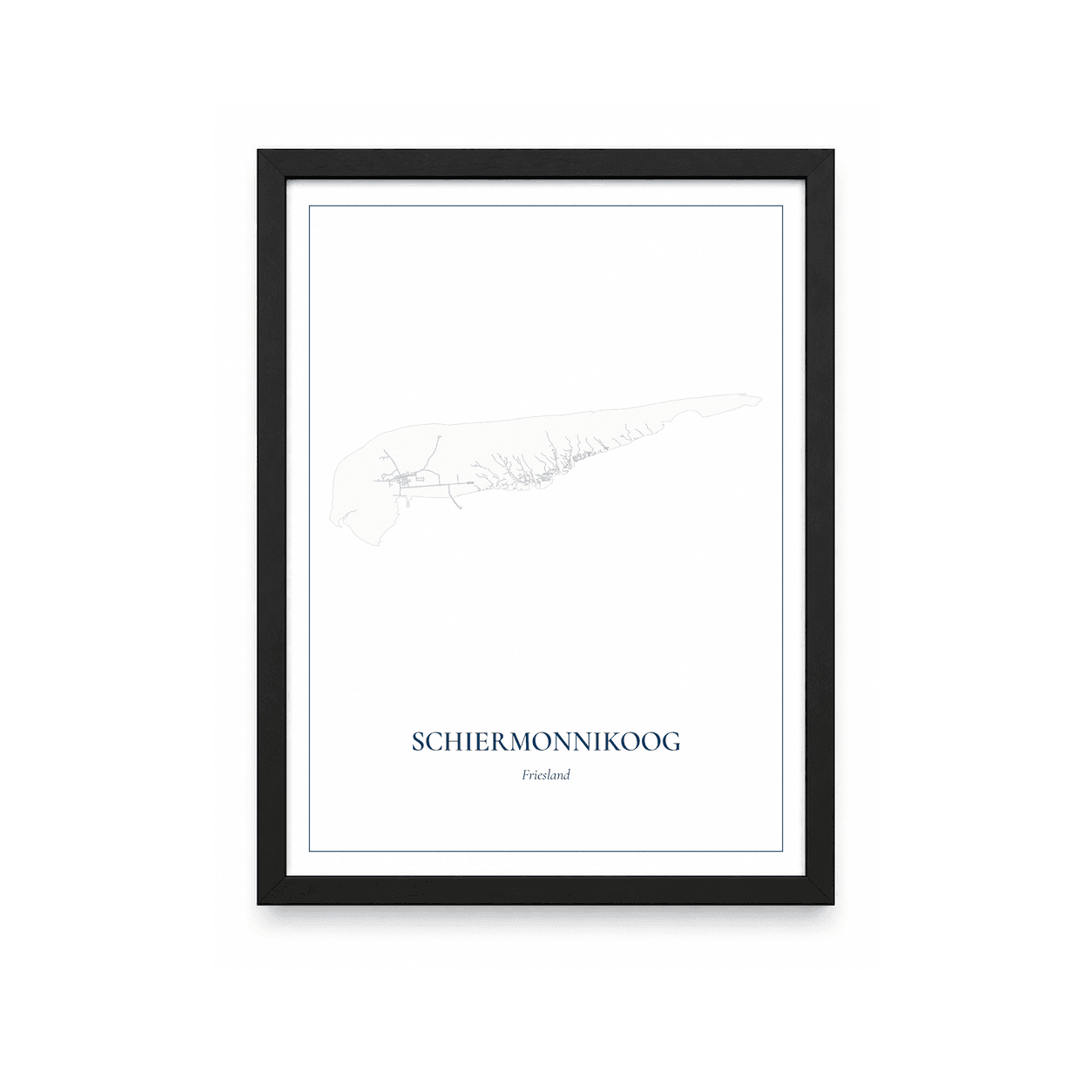 Kaartposter Schiermonnikoog – kaartportret – Delfts blauw