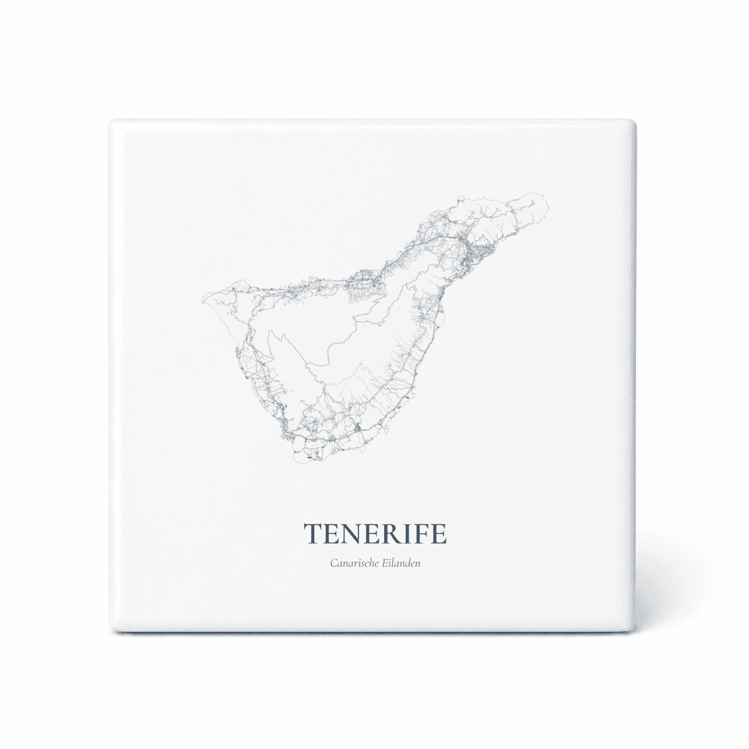 Kaarttegeltje Tenerife – kaartportret – Delfts blauw