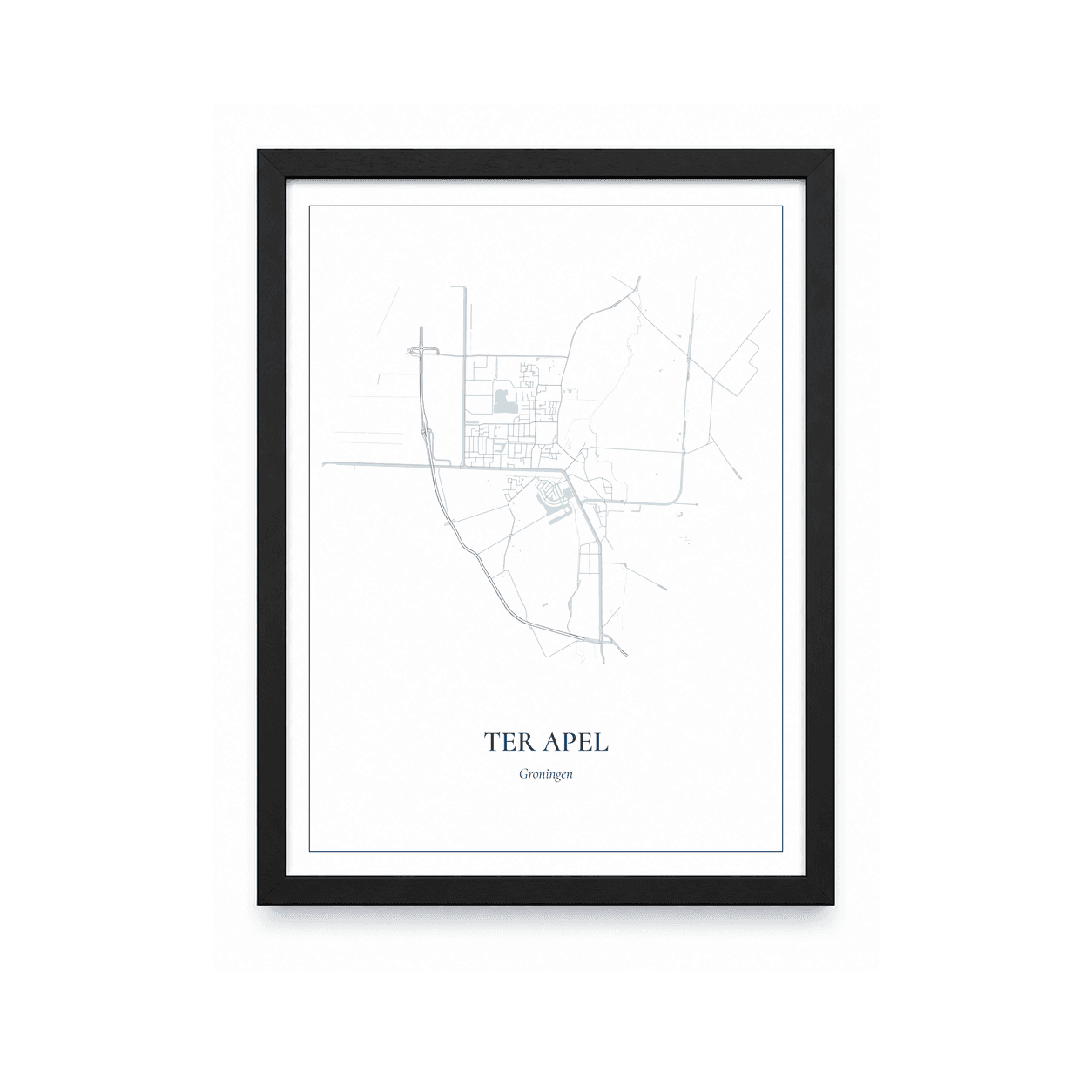 Kaartposter Ter Apel – kaartportret – Delfts blauw