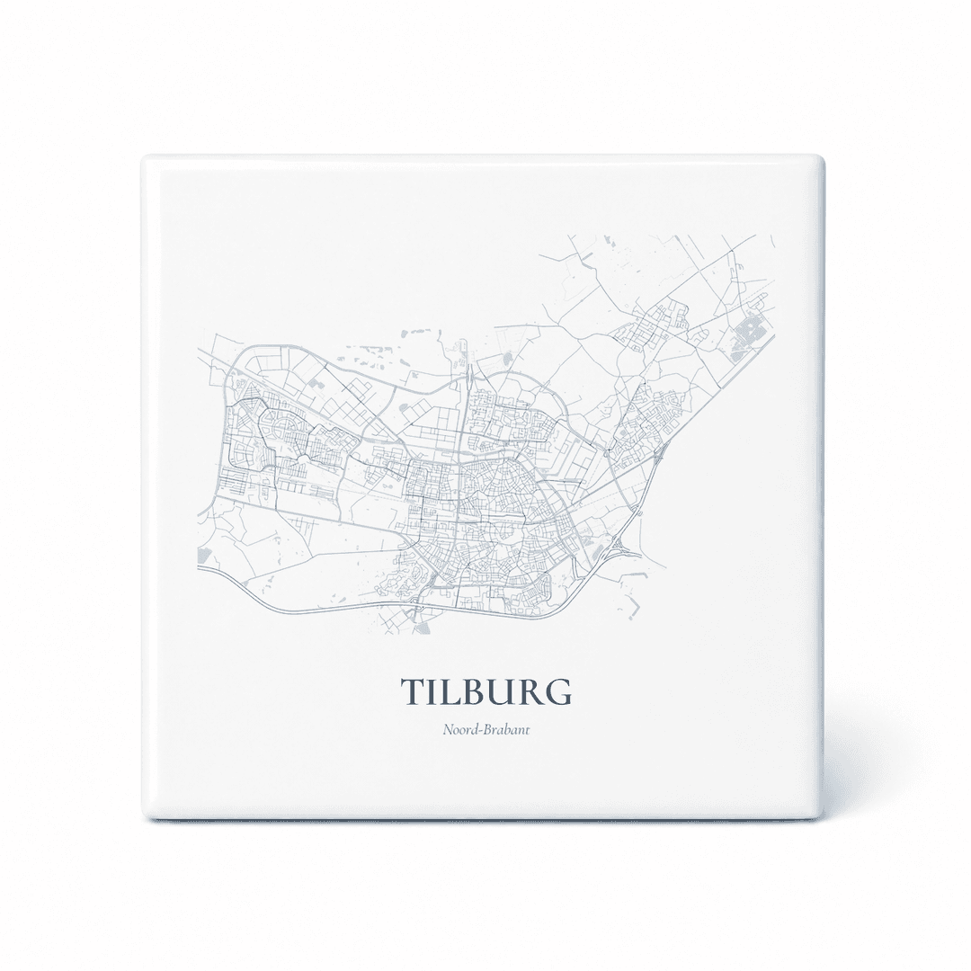 Kaarttegeltje Tilburg – kaartportret – Delfts blauw