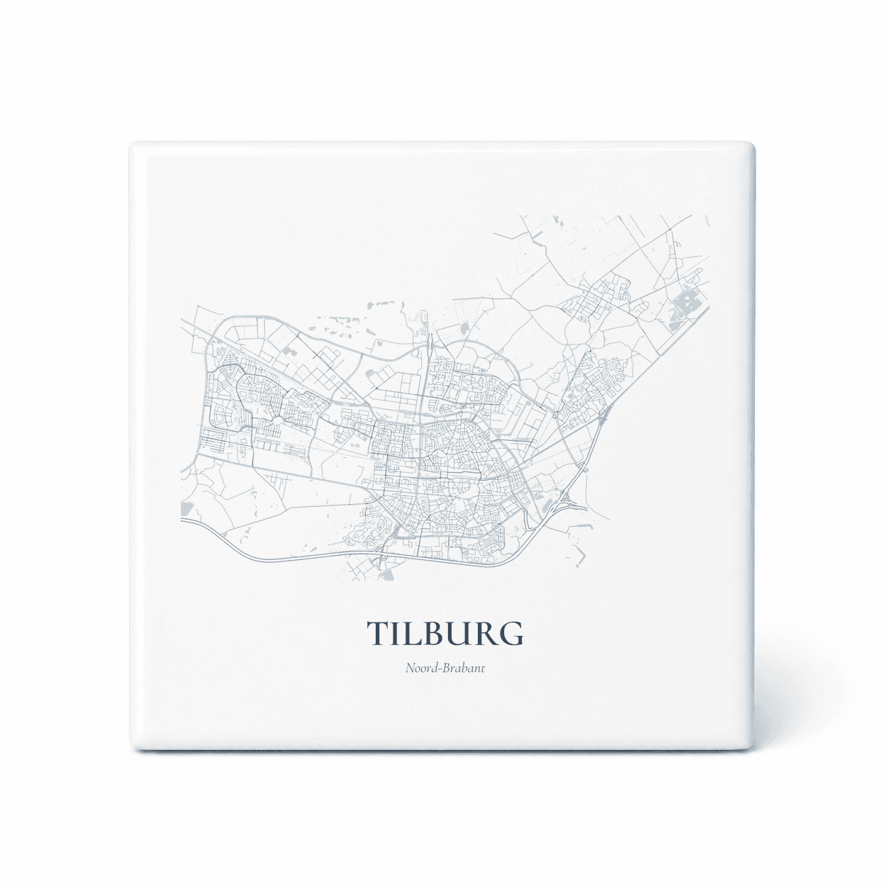 Kaarttegeltje Tilburg – kaartportret – Delfts blauw
