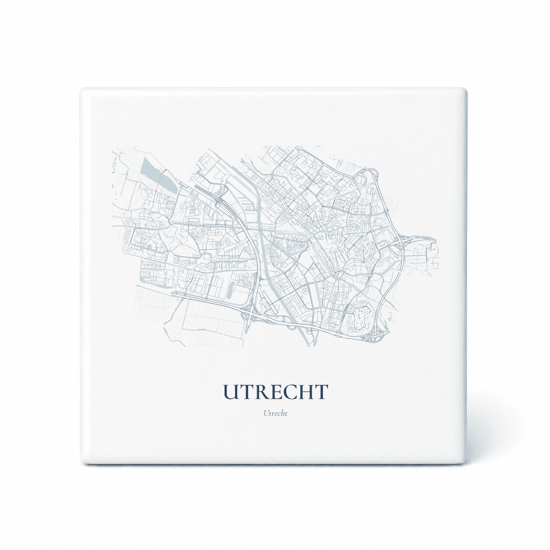 Kaarttegeltje Utrecht – kaartportret – Delfts blauw