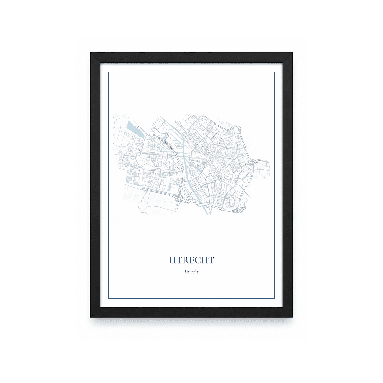 Kaartposter Utrecht – kaartportret – Delfts blauw