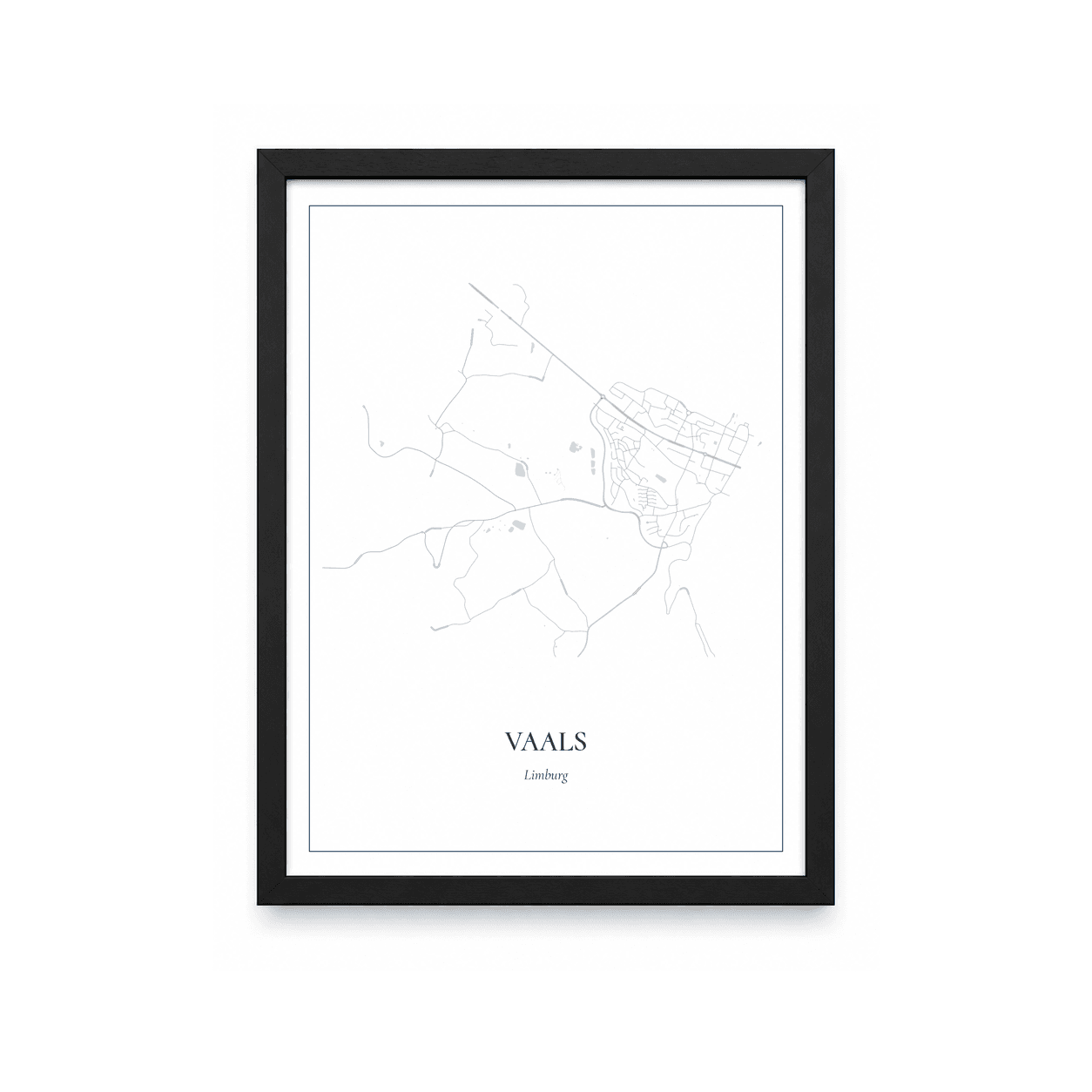 Kaartposter Vaals – kaartportret – Delfts blauw