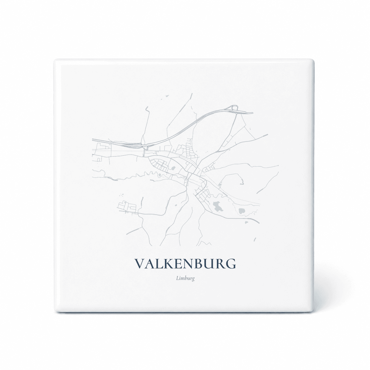 Kaarttegeltje Valkenburg – kaartportret – Delfts blauw