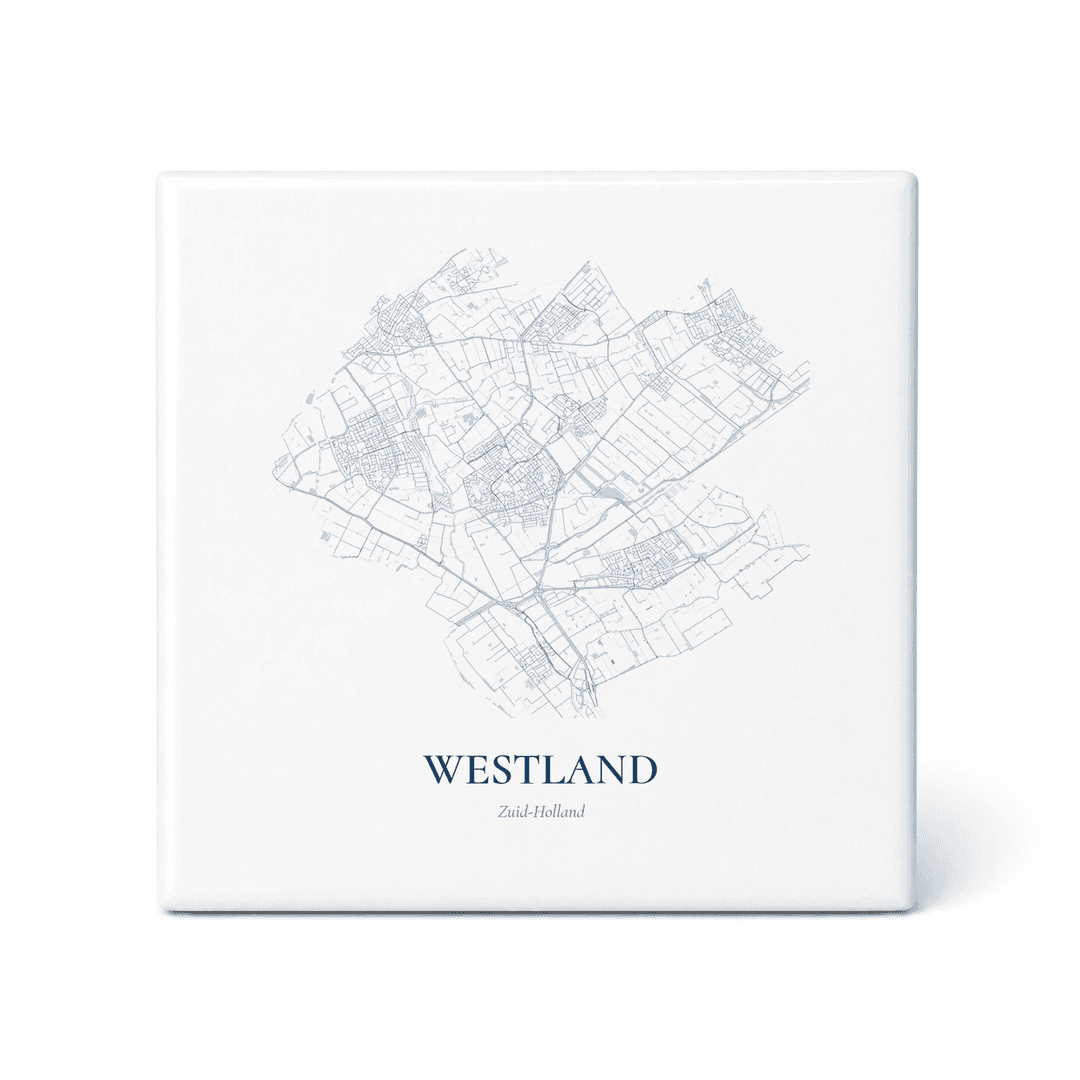 Kaarttegeltje Westland – kaartportret – Delfts blauw