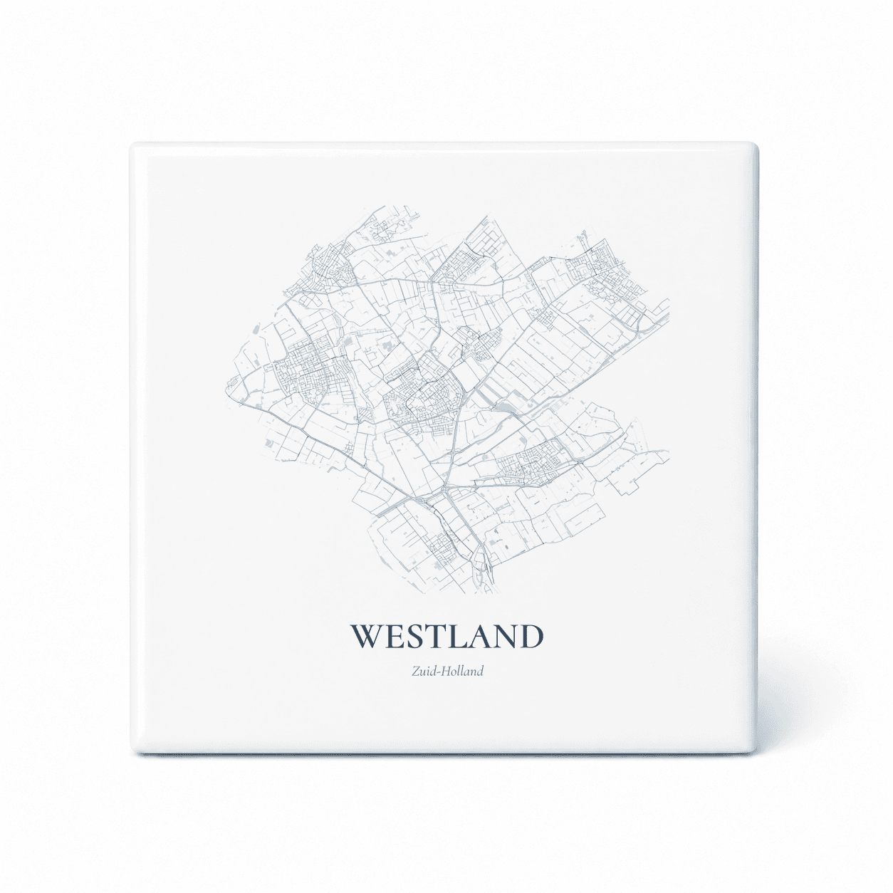 Kaarttegeltje Westland – kaartportret – Delfts blauw