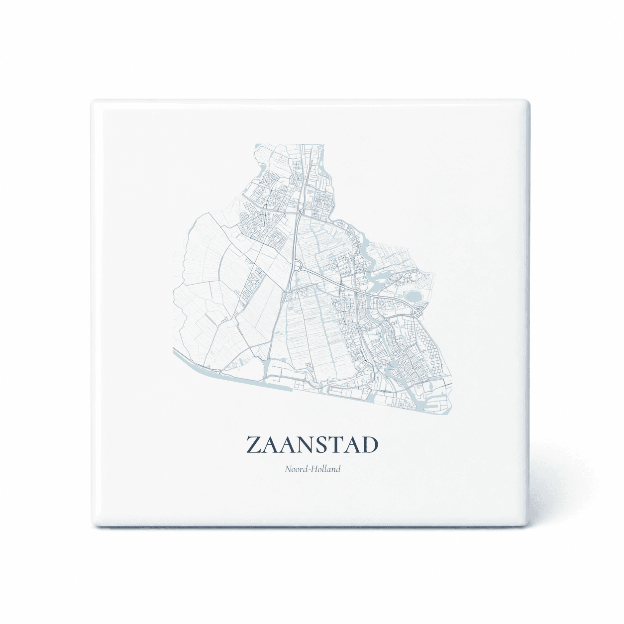 Kaarttegeltje Zaanstad – kaartportret – Delfts blauw