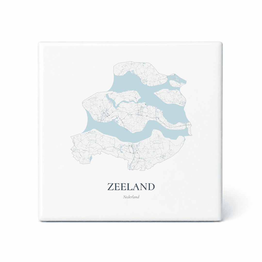 Kaarttegeltje Zeeland – kaartportret – Delfts blauw