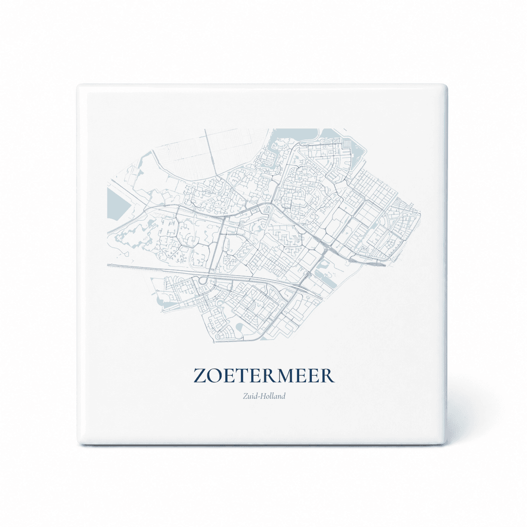 Kaarttegeltje Zoetermeer – kaartportret – Delfts blauw