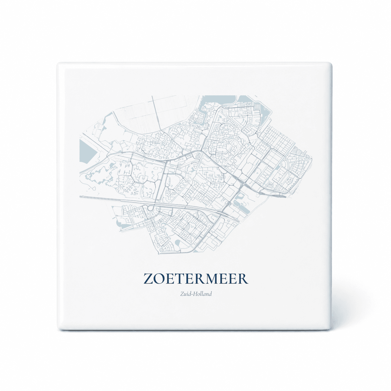 Kaarttegeltje Zoetermeer – kaartportret – Delfts blauw