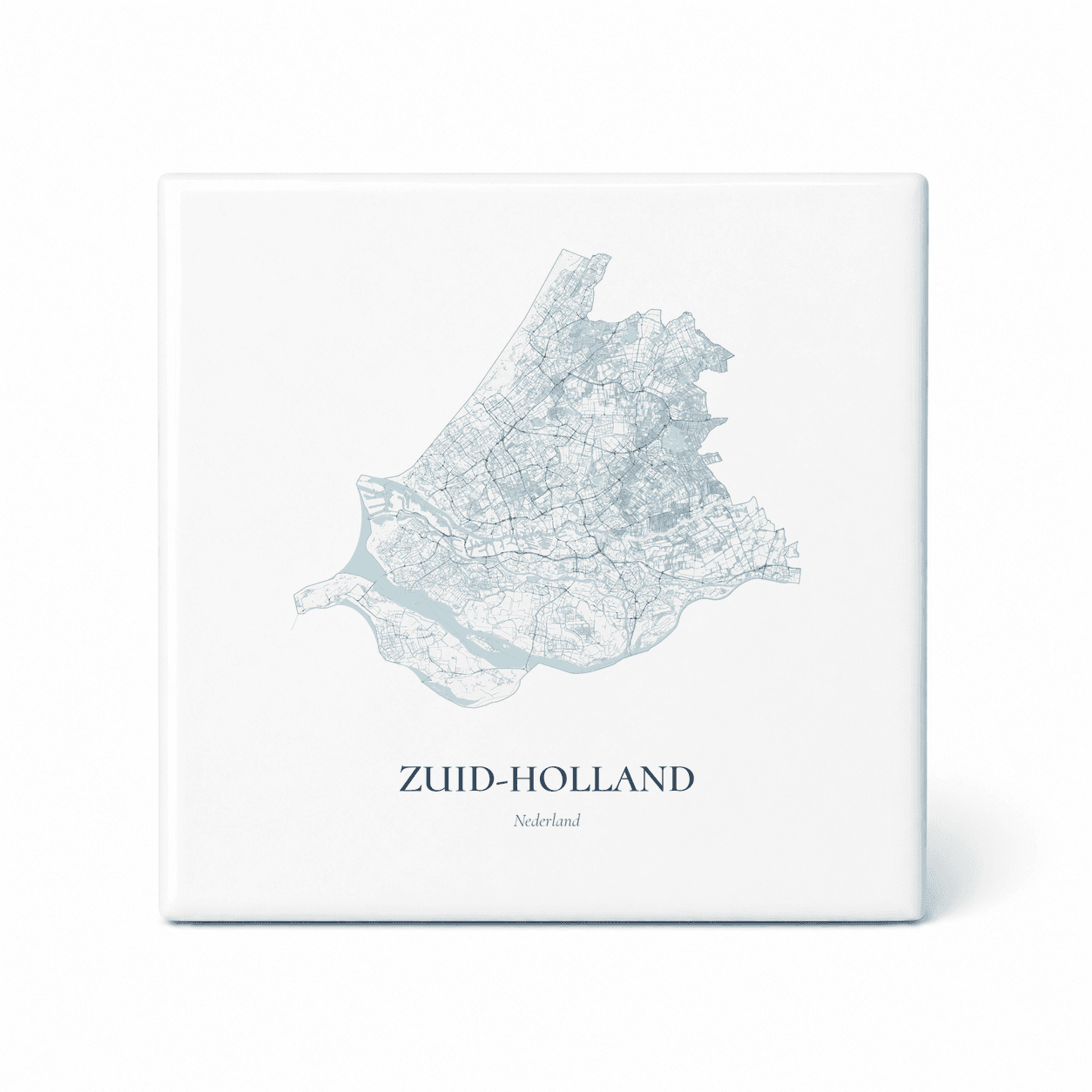 Kaarttegeltje Zuid-Holland – kaartportret – Delfts blauw