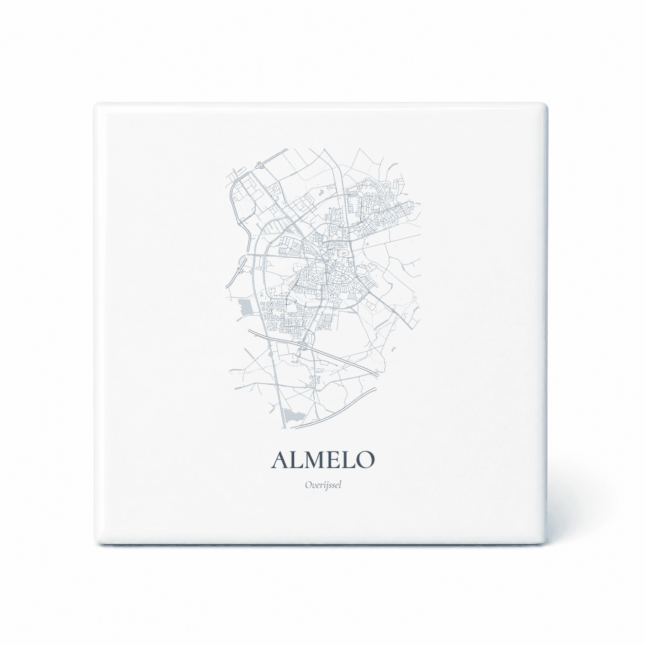 Kaarttegeltje Almelo – kaartportret – Delfts blauw