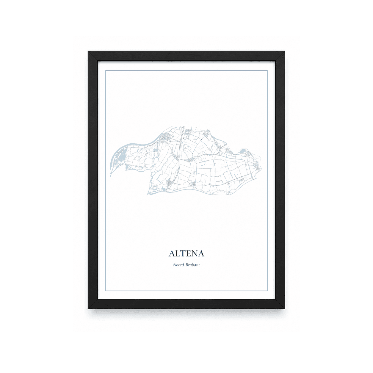 Kaartposter Altena – kaartportret – Delfts blauw