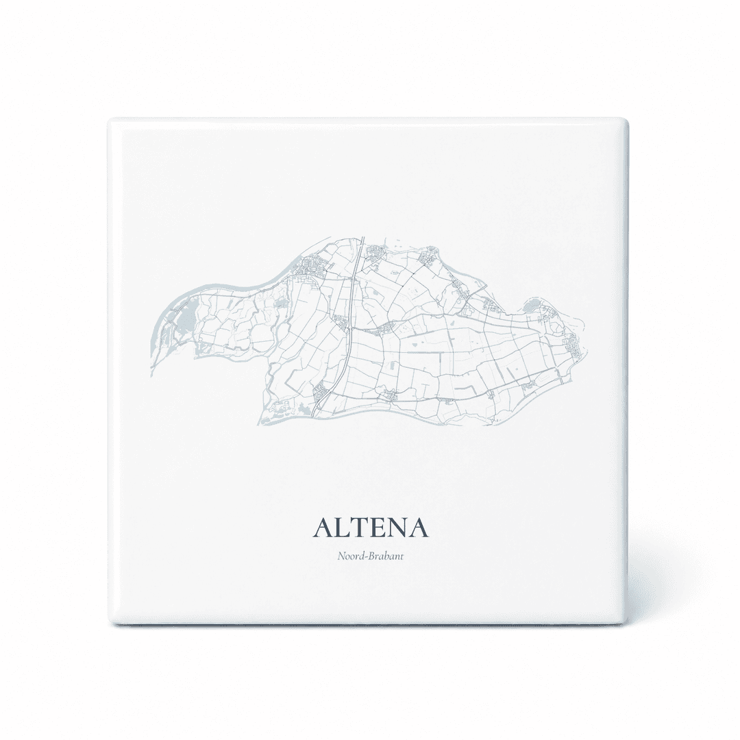 Kaarttegeltje Altena – kaartportret – Delfts blauw