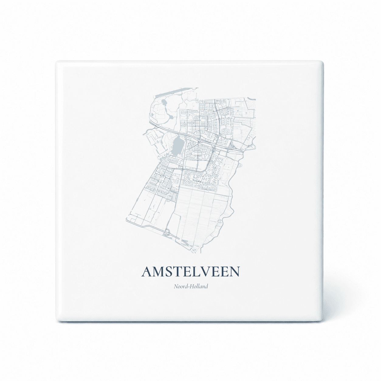 Kaarttegeltje Amstelveen – kaartportret – Delfts blauw