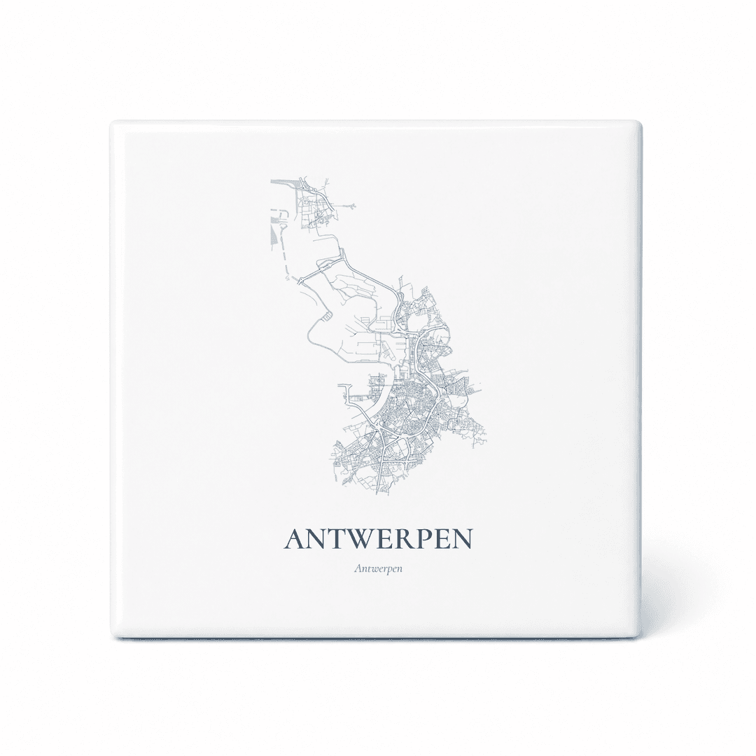 Kaarttegeltje Antwerpen – kaartportret – Delfts blauw