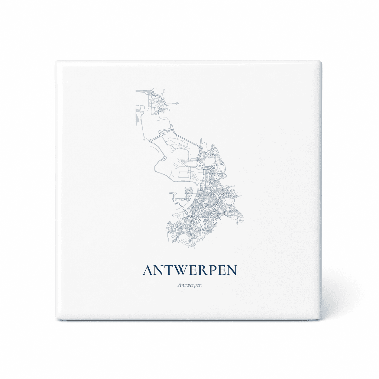 Kaarttegeltje Antwerpen – kaartportret – Delfts blauw