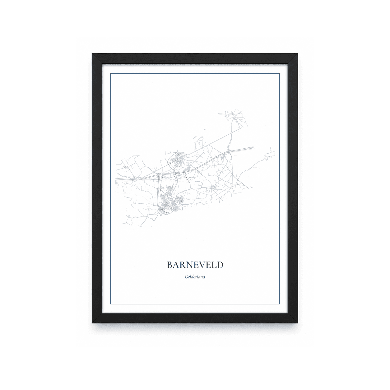 Kaartposter Barneveld – kaartportret – Delfts blauw