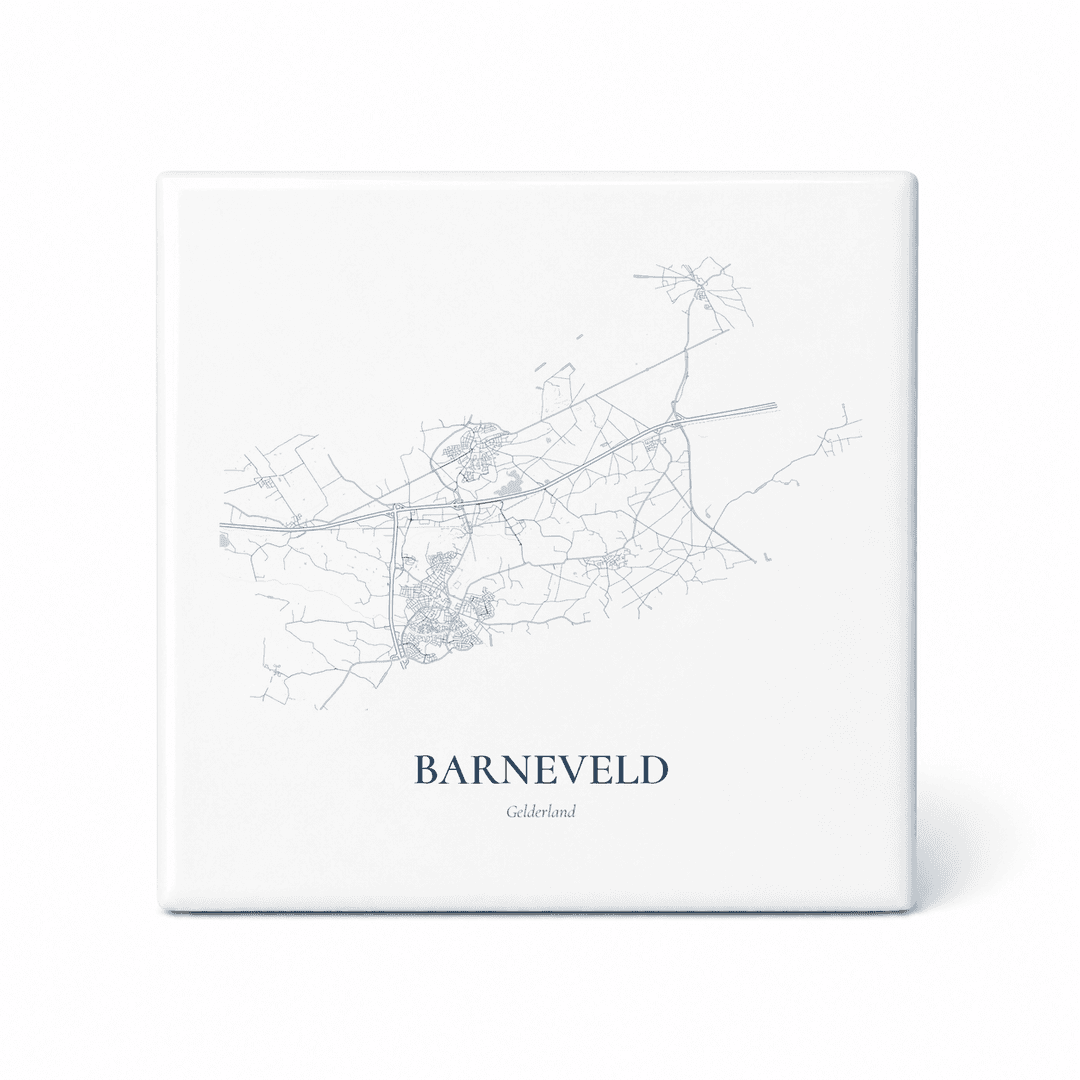 Kaarttegeltje Barneveld – kaartportret – Delfts blauw