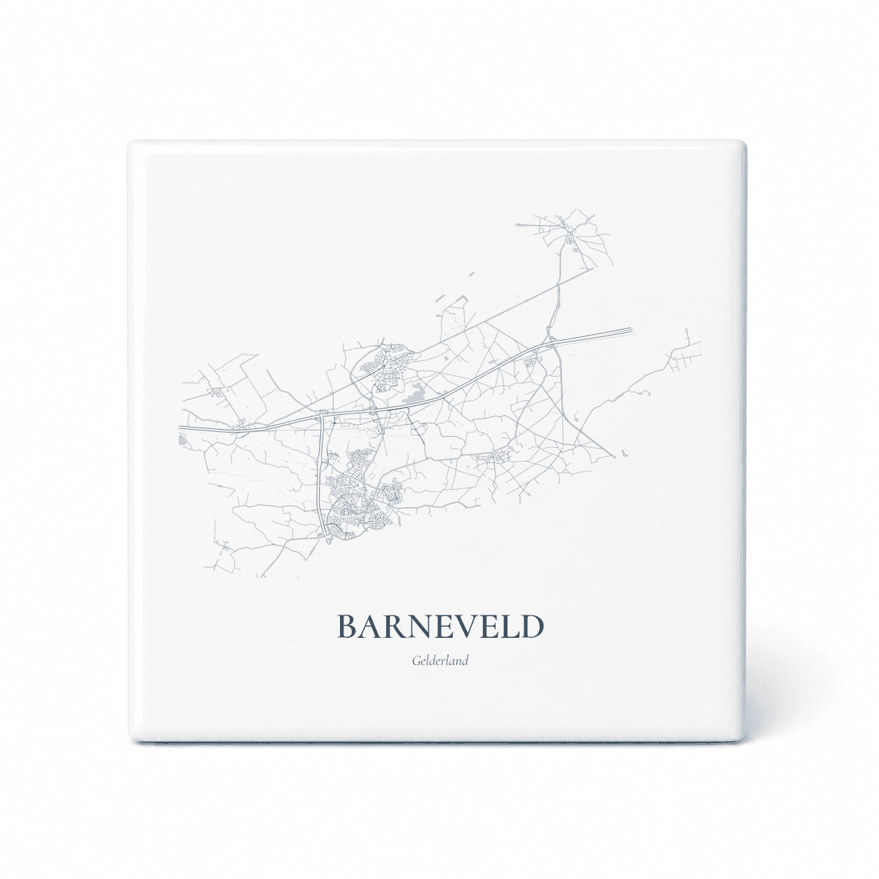 Kaarttegeltje Barneveld – kaartportret – Delfts blauw