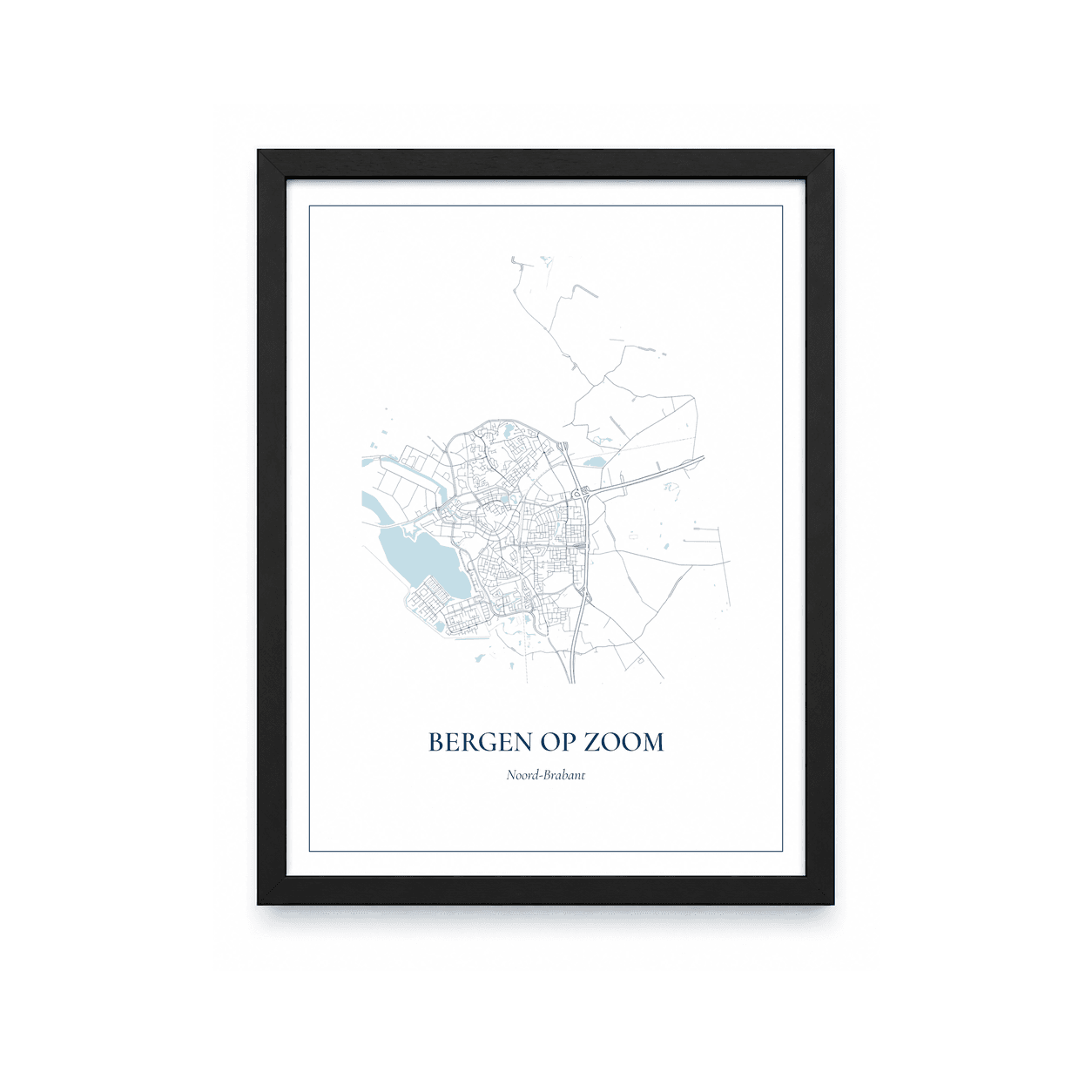 Kaartposter Bergen Op Zoom – kaartportret – Delfts blauw