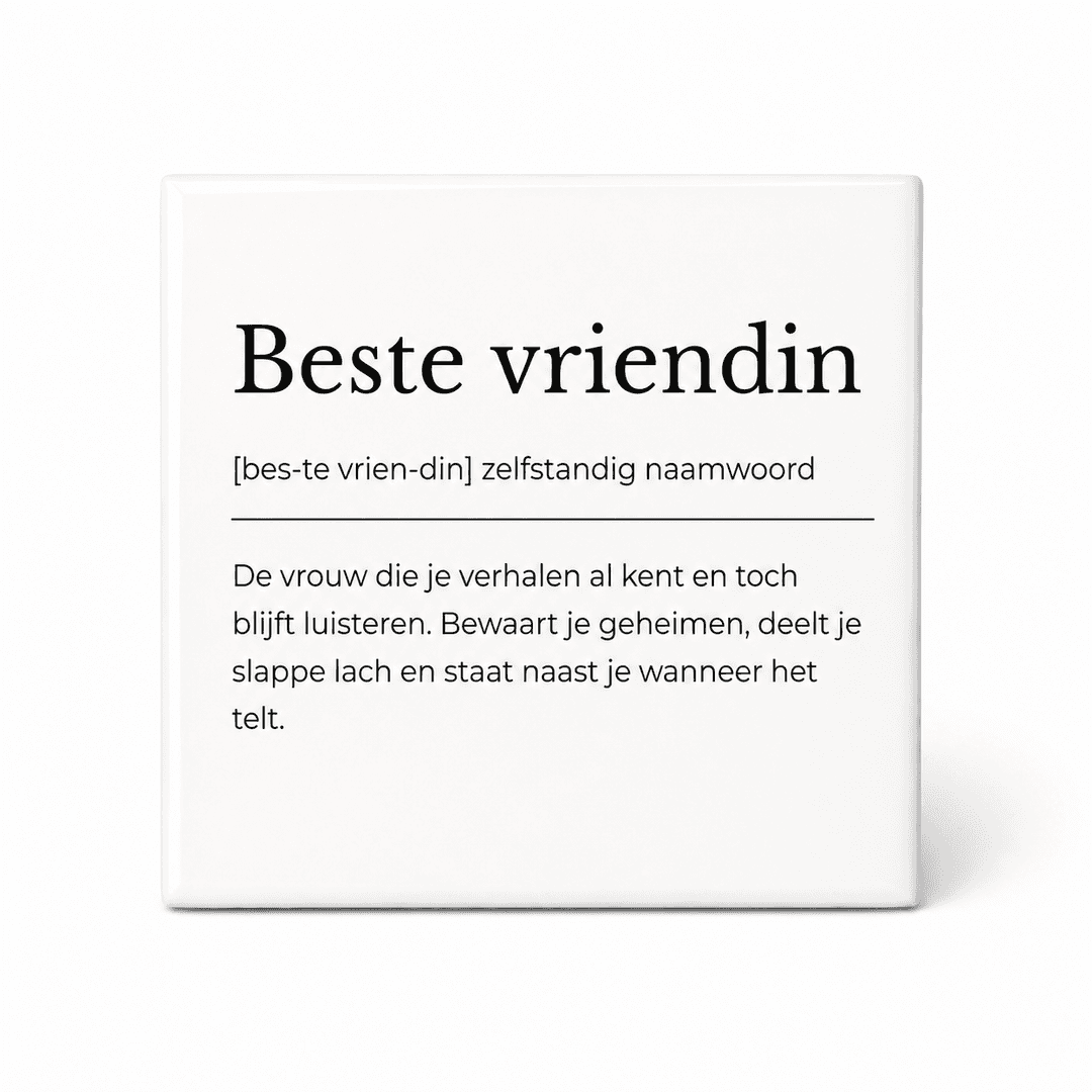 Beste vriendin woordenboektegeltje op keramiek