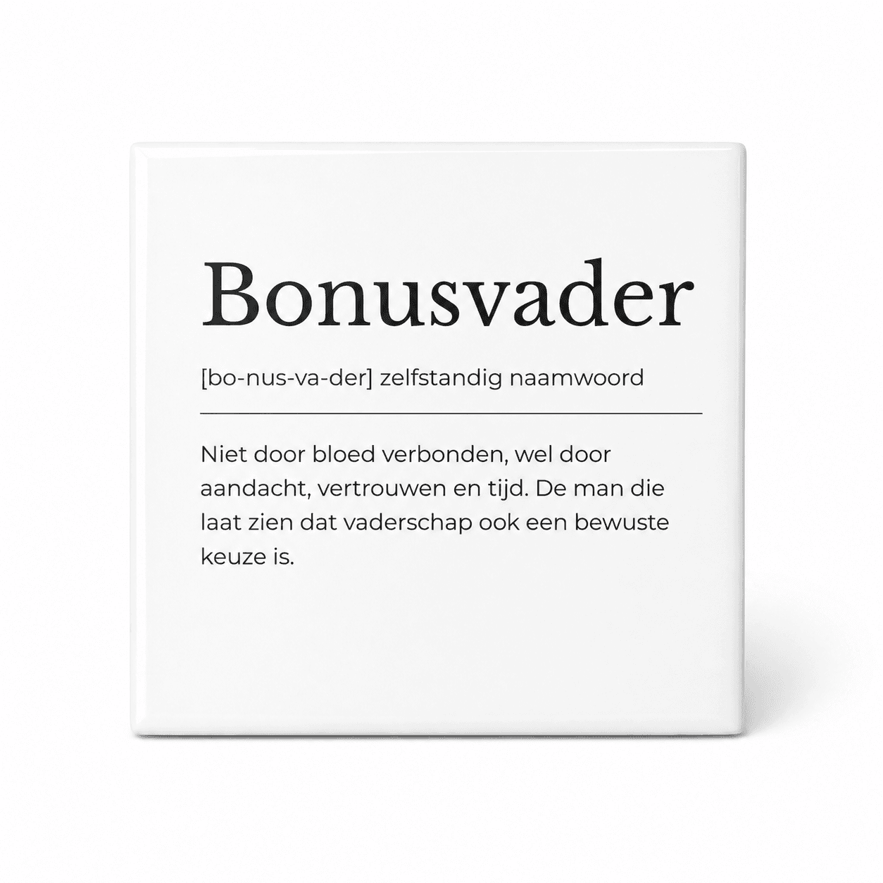 Bonusvader woordenboektegeltje op keramiek