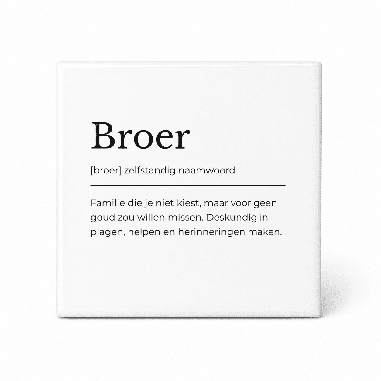 Broer woordenboektegeltje op keramiek
