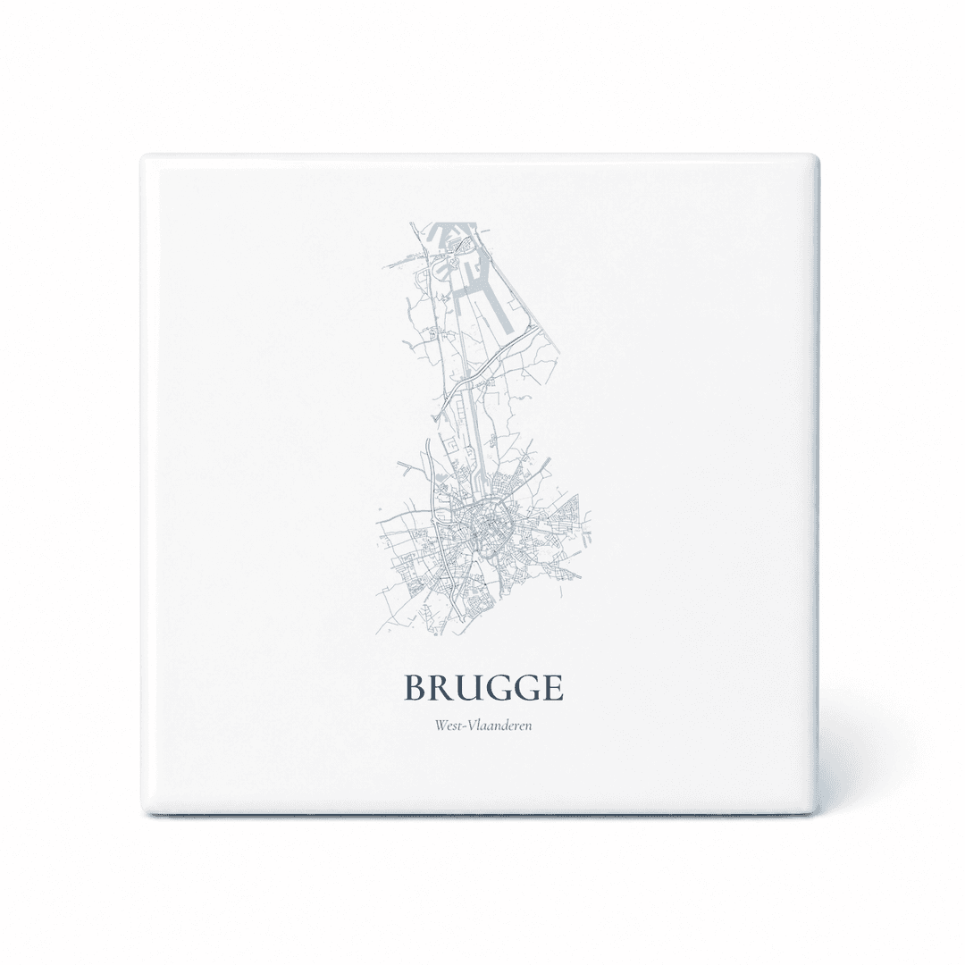 Kaarttegeltje Brugge – kaartportret – Delfts blauw