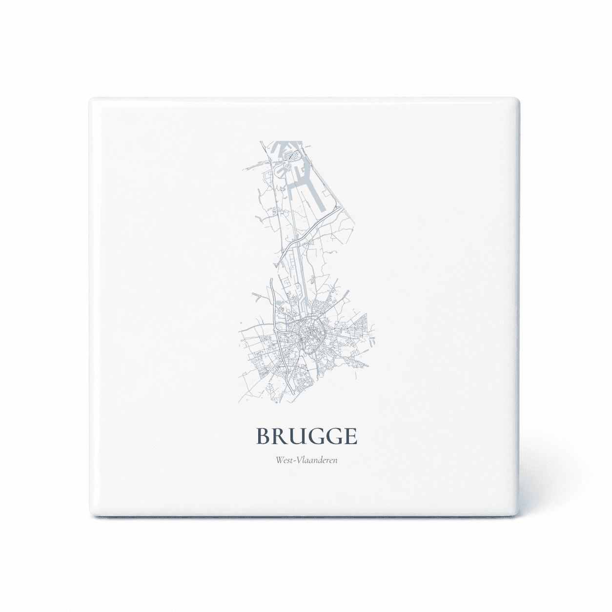 Kaarttegeltje Brugge – kaartportret – Delfts blauw