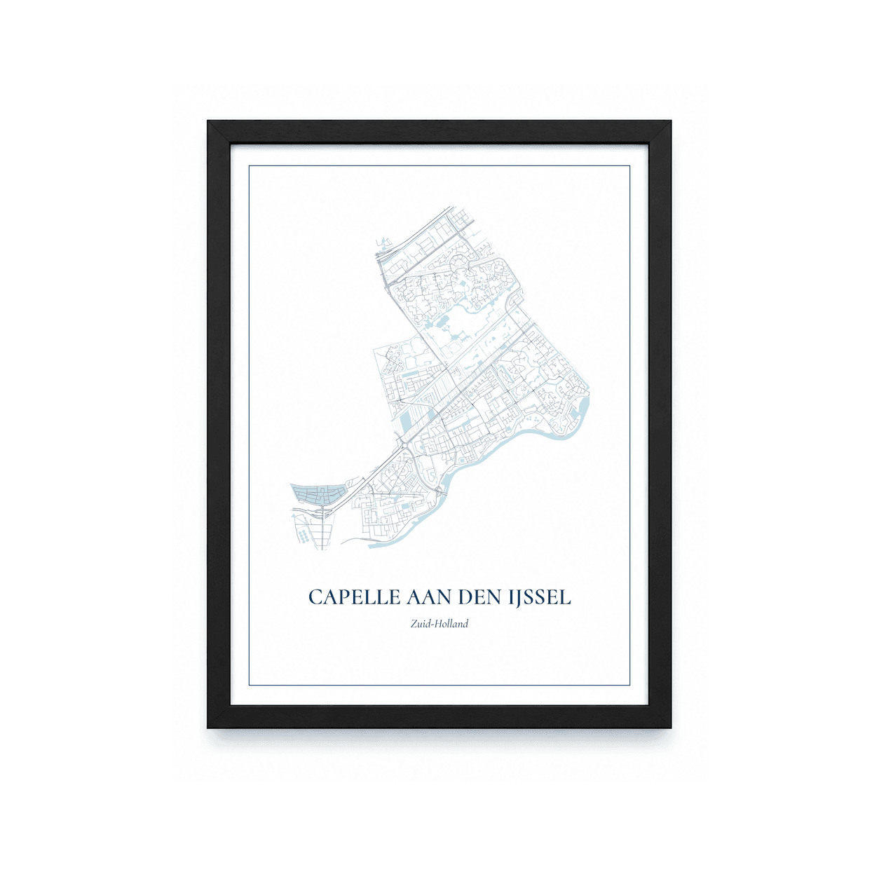 Kaartposter Capelle Aan Den Ijssel – kaartportret – Delfts blauw
