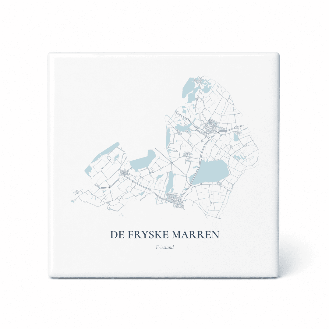 Kaarttegeltje De Fryske Marren – kaartportret – Delfts blauw