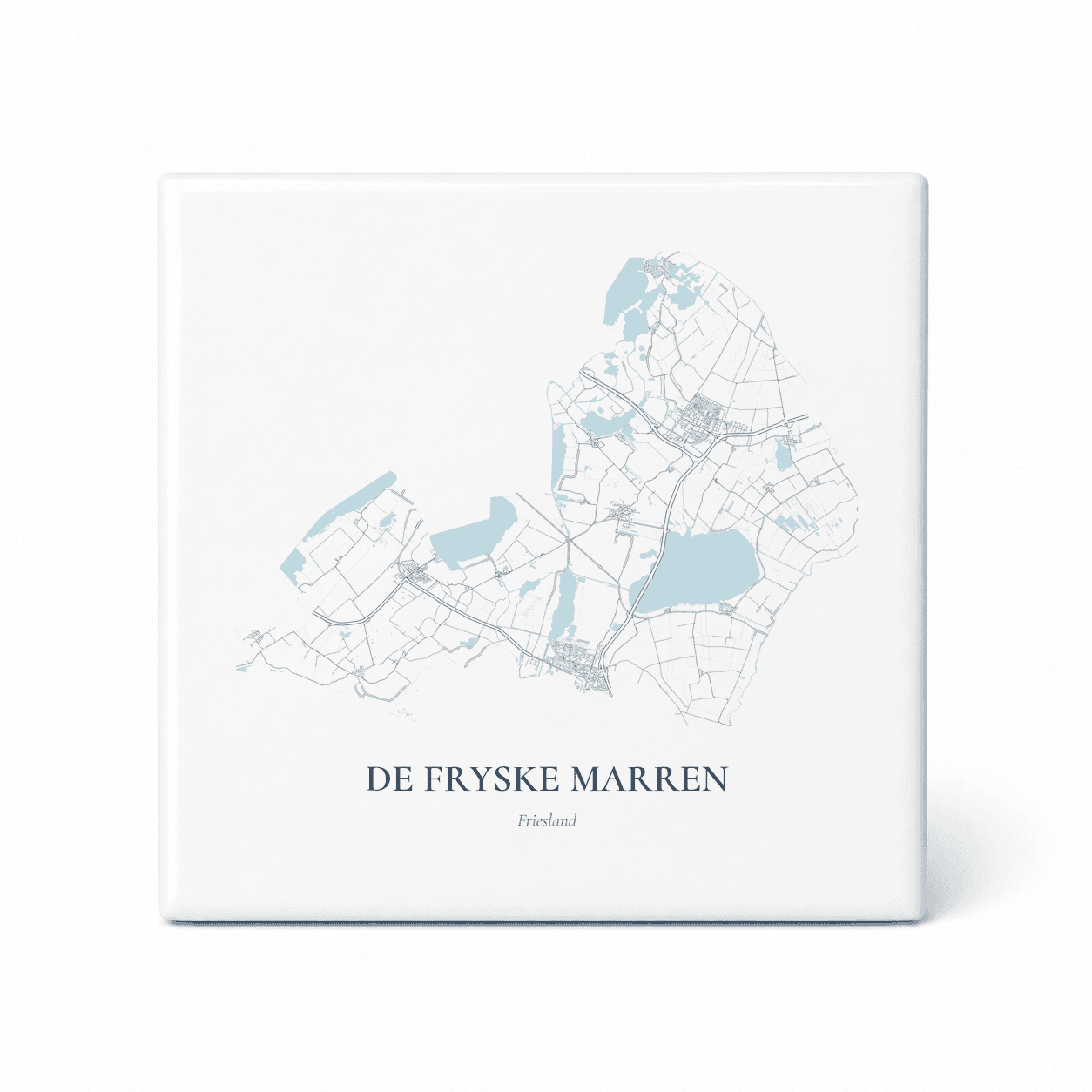 Kaarttegeltje De Fryske Marren – kaartportret – Delfts blauw