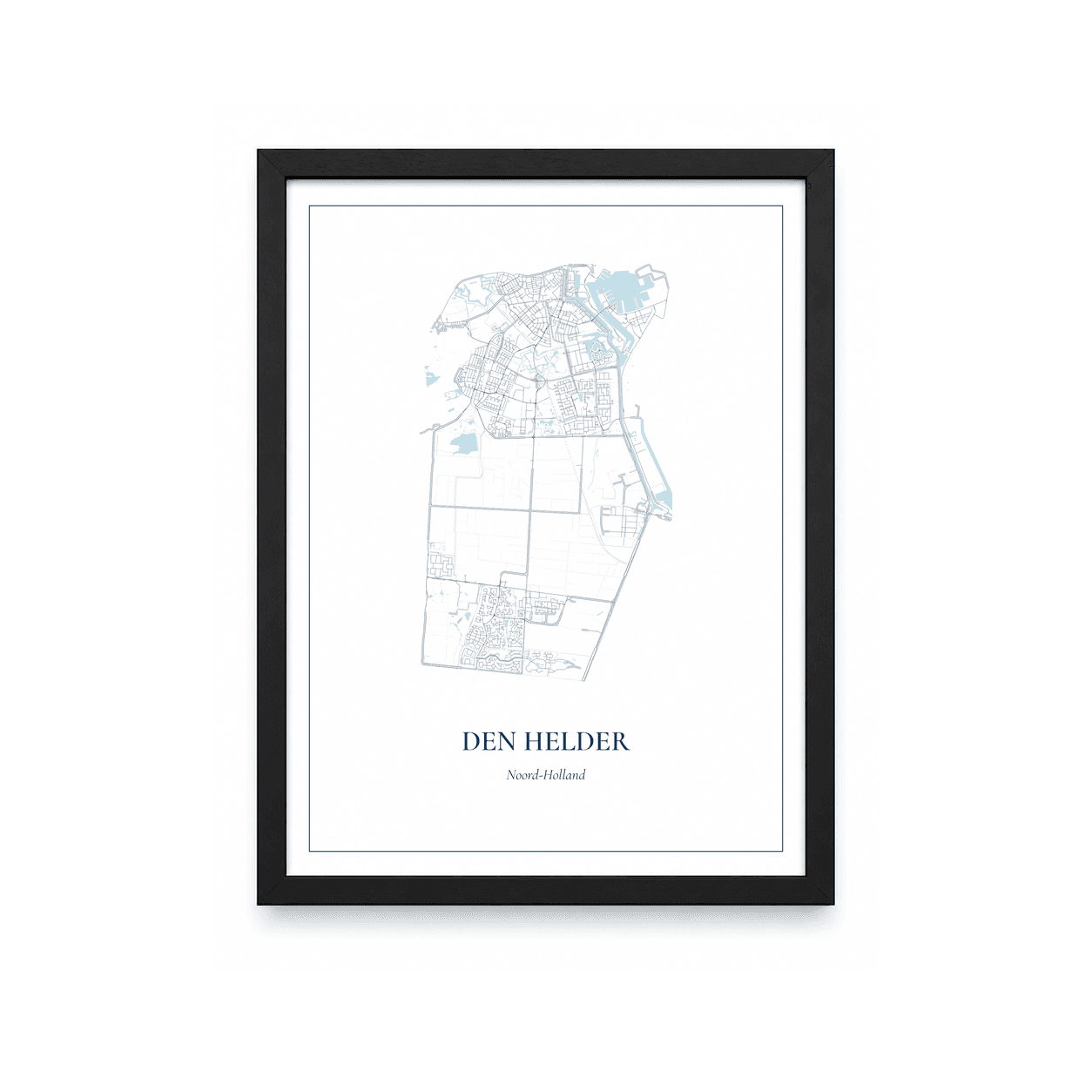 Kaartposter Den Helder – kaartportret – Delfts blauw