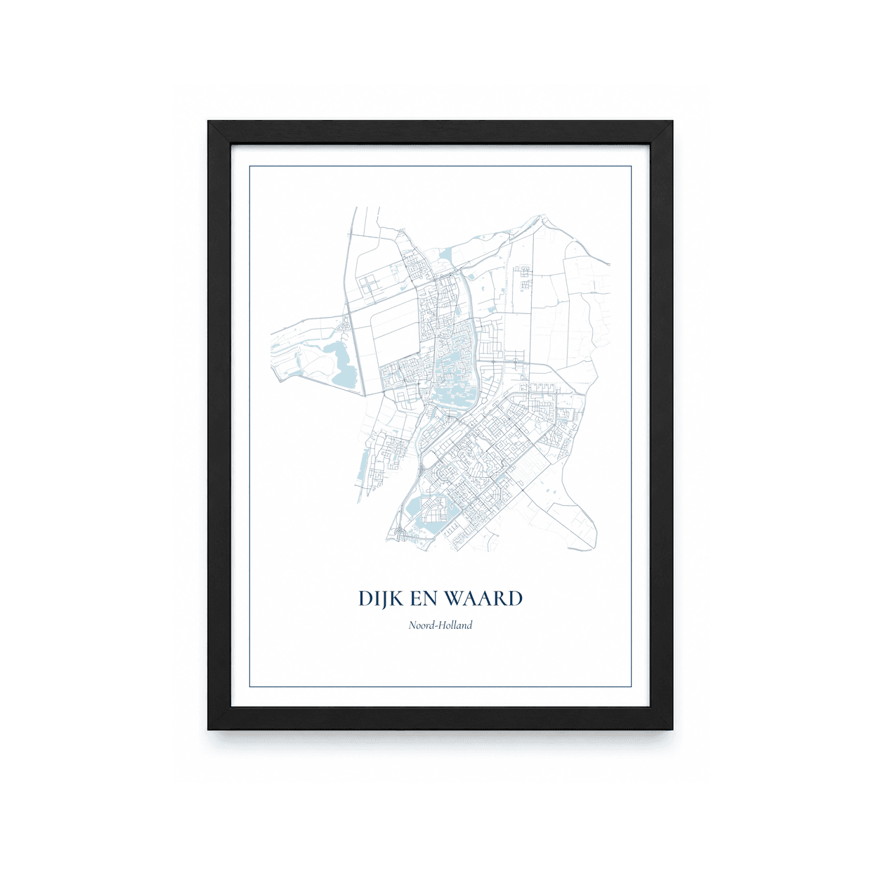 Kaartposter Dijk En Waard – kaartportret – Delfts blauw