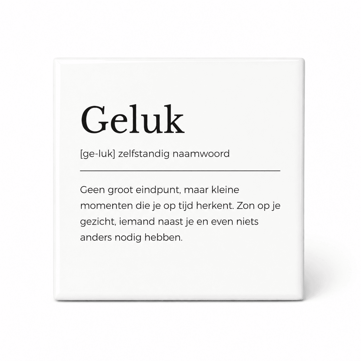 Geluk woordenboektegeltje op keramiek